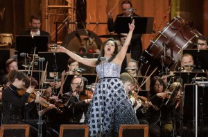 Anna Netrebko performs during Gipfeltreffen der Stars at Konigsplatz on June 24, 2015 in Munich, Germany.